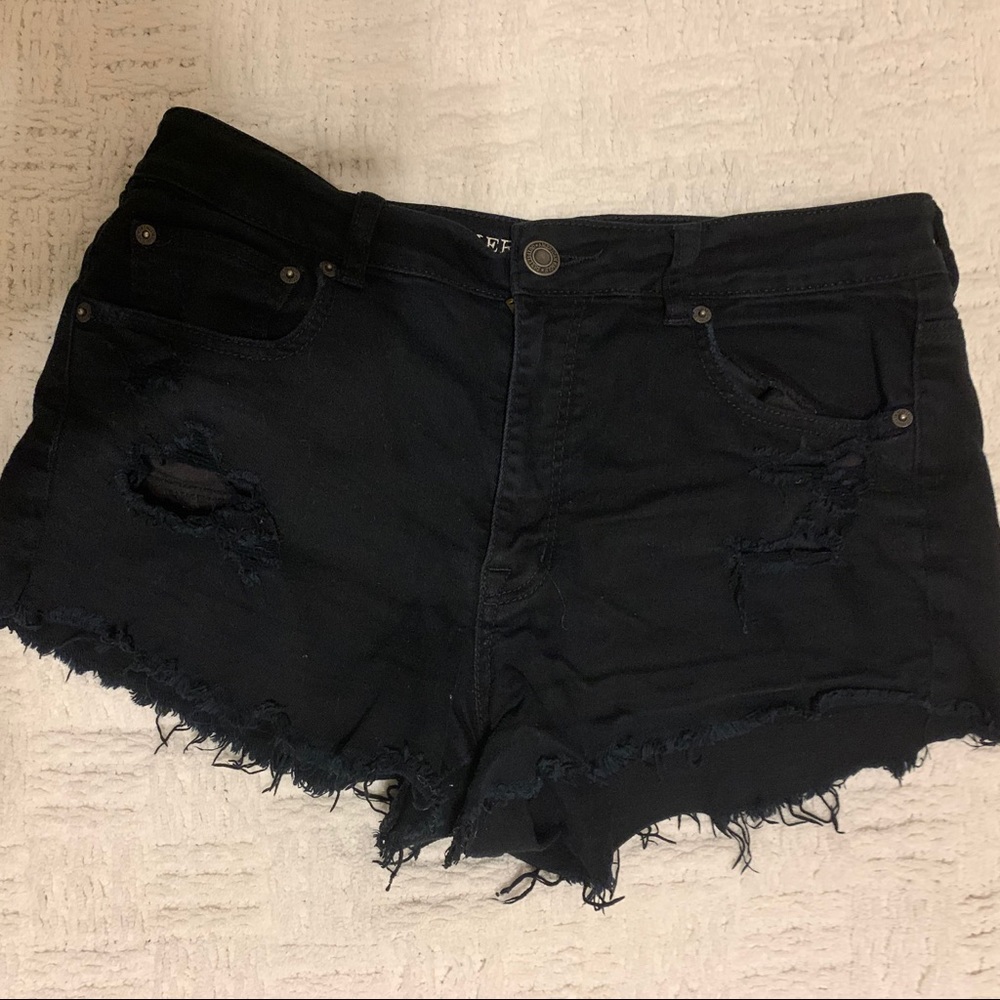 Black denim cutoff shorts